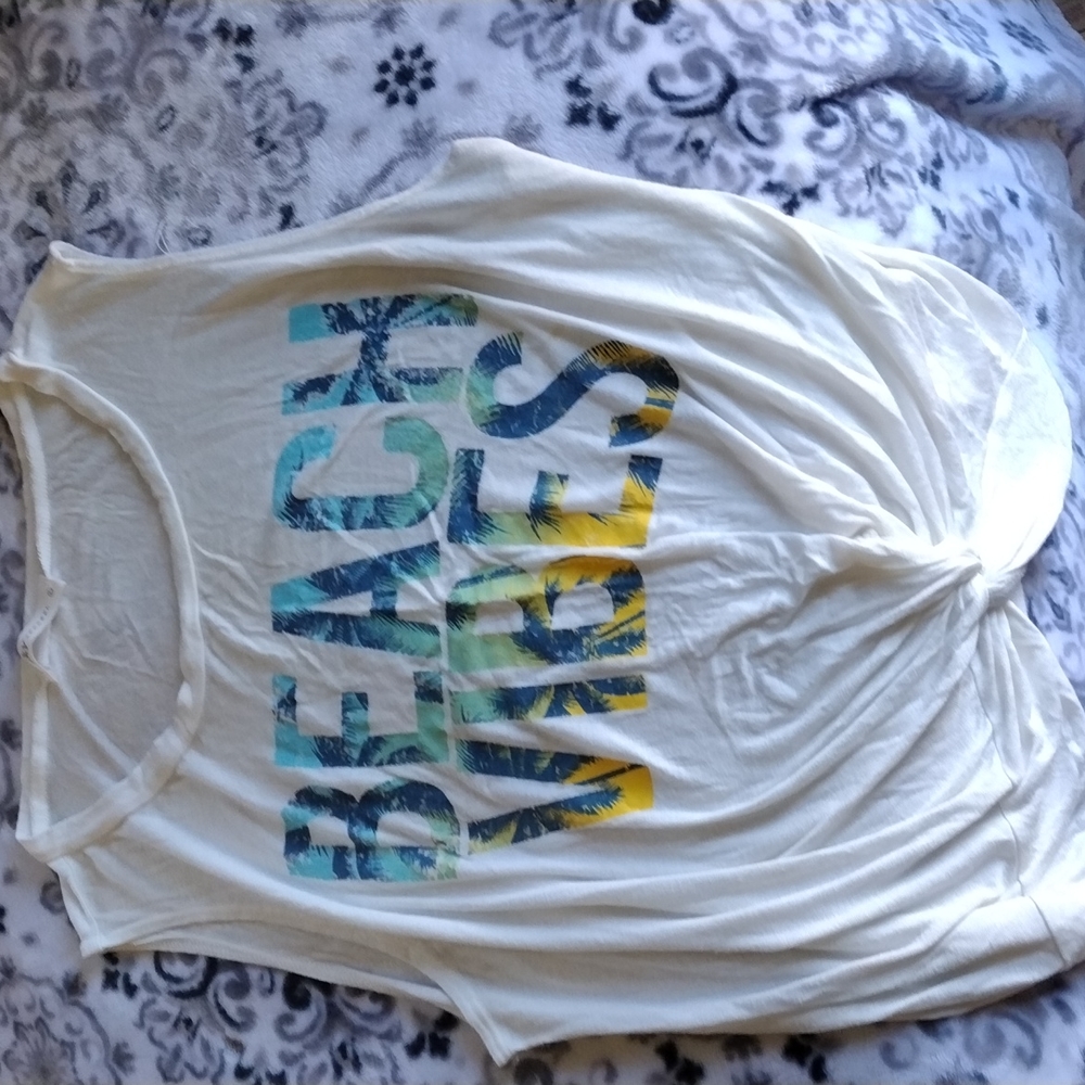 Sky Apparel Twisted Front "Beach Vibes" Tank Sz L EUC